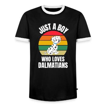Only a boy of Dalmatians loves dog Dalmatians - Men's Ringer Shirt - black/white - Front - AI Model Female 172 light (172cm) & AI Model Male 178 light (178cm)