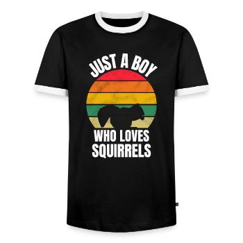Rodent Boy Gift Retro Squirrel - Men's Ringer Shirt - black/white - Front - AI Model Female 172 light (172cm) & AI Model Male 178 light (178cm)