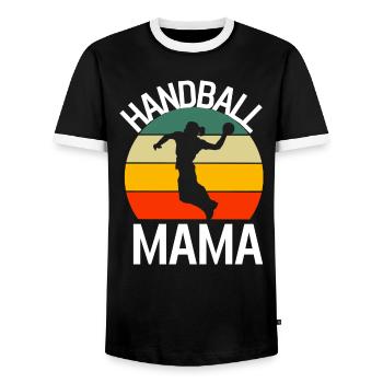 Handballer Mama Muttertag Geschenk Retro Handball - Männer Kontrast-T-Shirt - Schwarz/Weiß - Vorne - AI Model Female 172 light (172cm) & AI Model Male 178 light (178cm)