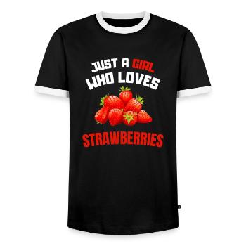 Sommer Obst Mädchen Geschenk Erdbeere - Männer Kontrast-T-Shirt - Schwarz/Weiß - Vorne - AI Model Female 172 light (172cm) & AI Model Male 178 light (178cm)