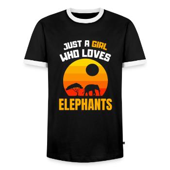 Afrika Tier Mädchen Retro Geschenk Zoo Elefant - Männer Kontrast-T-Shirt - Schwarz/Weiß - Vorne - AI Model Female 172 light (172cm) & AI Model Male 178 light (178cm)