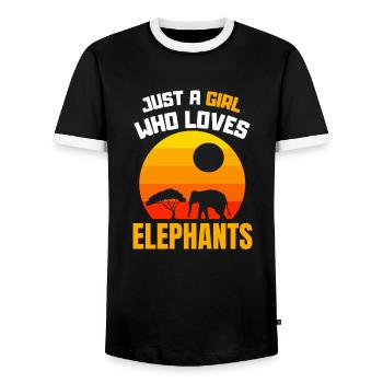 Seulement une fille qui aime l’éléphant rétro éléphant - T-shirt contrasté Homme - noir/blanc - Devant - AI Model Female 172 light (172cm) & AI Model Male 178 light (178cm)