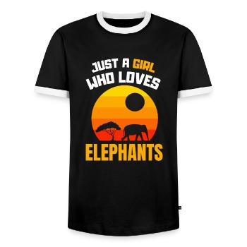 Zoo Tierliebhaber Mädchen Retro Afrika Elefant - Männer Kontrast-T-Shirt - Schwarz/Weiß - Vorne - AI Model Female 172 light (172cm) & AI Model Male 178 light (178cm)