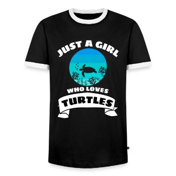 Ocean Animal Lovers Fille Tortue Rétro - T-shirt contrasté Homme - noir/blanc - Devant - AI Model Female 172 light (172cm) & AI Model Male 178 light (178cm)