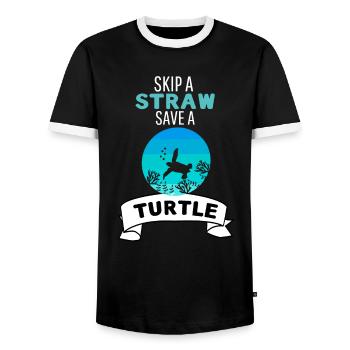 Ozean Tierliebhaber Retro Rette eine Schildkröte - Männer Kontrast-T-Shirt - Schwarz/Weiß - Vorne - AI Model Female 172 light (172cm) & AI Model Male 178 light (178cm)