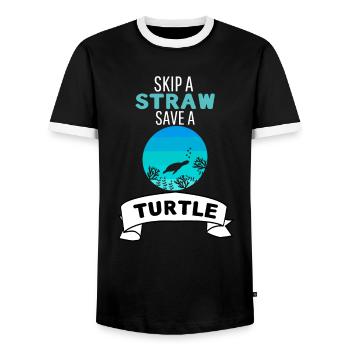 Tortues Ocean Animal Retro Tortue de mer - T-shirt contrasté Homme - noir/blanc - Devant - AI Model Female 172 light (172cm) & AI Model Male 178 light (178cm)