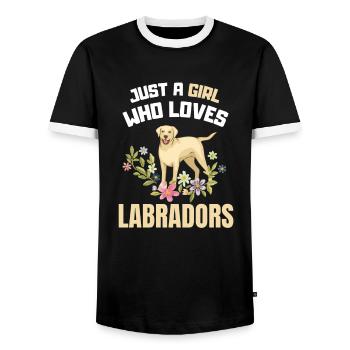Hundehalter Blumen Hunde Mädchen Geschenk Labrador - Männer Kontrast-T-Shirt - Schwarz/Weiß - Vorne - AI Model Female 172 light (172cm) & AI Model Male 178 light (178cm)