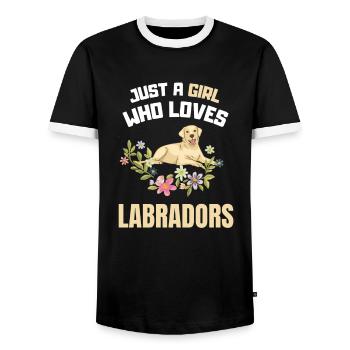 Blumen Hunde Haustier Mädchen Geschenk Labrador - Männer Kontrast-T-Shirt - Schwarz/Weiß - Vorne - AI Model Female 172 light (172cm) & AI Model Male 178 light (178cm)