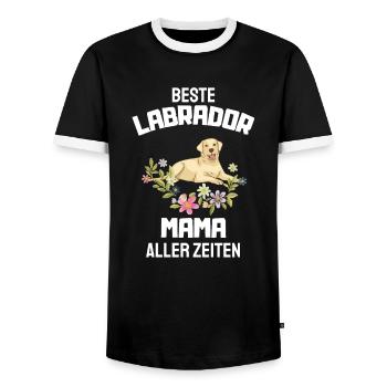 Blumen Hunde Mama Muttertag Geschenk Labrador - Männer Kontrast-T-Shirt - Schwarz/Weiß - Vorne - AI Model Female 172 light (172cm) & AI Model Male 178 light (178cm)