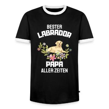 Bester Hunde Papa aller Zeiten Blumen Labrador - Männer Kontrast-T-Shirt - Schwarz/Weiß - Vorne - AI Model Female 172 light (172cm) & AI Model Male 178 light (178cm)