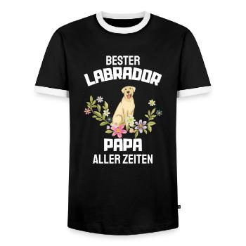 Hundeliebhaber Hund Papa Blumen Vatertag Labrador - Männer Kontrast-T-Shirt - Schwarz/Weiß - Vorne - AI Model Female 172 light (172cm) & AI Model Male 178 light (178cm)