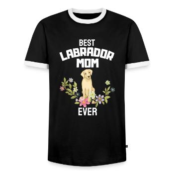 Beste Hunde Mama Muttertag Geschenk Blume Labrador - Männer Kontrast-T-Shirt - Schwarz/Weiß - Vorne - AI Model Female 172 light (172cm) & AI Model Male 178 light (178cm)