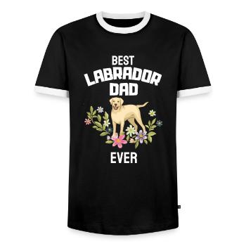 Bester Labrador Papa aller Zeiten Blumen Hunde - Männer Kontrast-T-Shirt - Schwarz/Weiß - Vorne - AI Model Female 172 light (172cm) & AI Model Male 178 light (178cm)