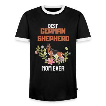 Beste Deutscher Schäferhund Mama Vatertag Hunde - Männer Kontrast-T-Shirt - Schwarz/Weiß - Vorne - AI Model Female 172 light (172cm) & AI Model Male 178 light (178cm)