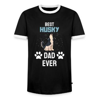 Hundebesitzer Hunde Papa Vatertag Geschenk Husky - Männer Kontrast-T-Shirt - Schwarz/Weiß - Vorne - AI Model Female 172 light (172cm) & AI Model Male 178 light (178cm)