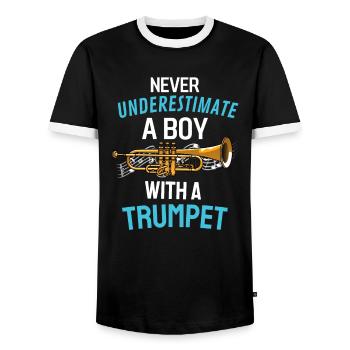 Trompettiste Garçons Brass Band Cadeau Trompette - T-shirt contrasté Homme - noir/blanc - Devant - AI Model Female 172 light (172cm) & AI Model Male 178 light (178cm)