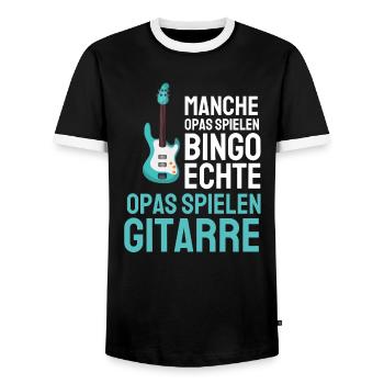 Rock Musik Rentner Gitarrist Opa Geschenk Gitarre - Männer Kontrast-T-Shirt - Schwarz/Weiß - Vorne - AI Model Female 172 light (172cm) & AI Model Male 178 light (178cm)