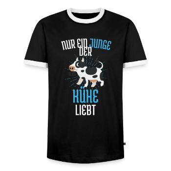 Nur ein Junge der Kühe liebt Bauernhof Tier Kuh - Männer Kontrast-T-Shirt - Schwarz/Weiß - Vorne - AI Model Female 172 light (172cm) & AI Model Male 178 light (178cm)