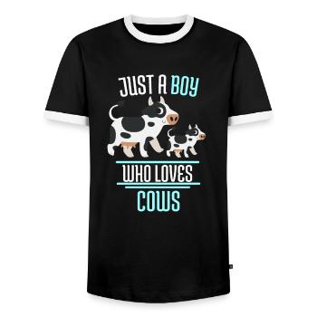 Farmer Farmer Farm Animal Boy Gift Cow - Men's Ringer Shirt - black/white - Front - AI Model Female 172 light (172cm) & AI Model Male 178 light (178cm)