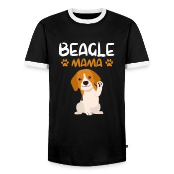 Beagle Mama Muttertag Geschenk Haustier Beagle - Männer Kontrast-T-Shirt - Schwarz/Weiß - Vorne - AI Model Female 172 light (172cm) & AI Model Male 178 light (178cm)