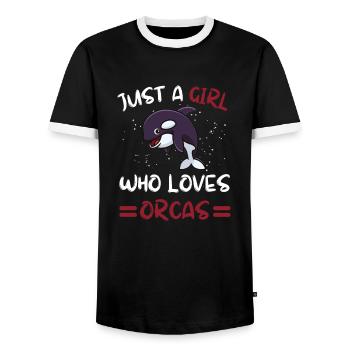 Épaulard Animal Épaulard Fille Cadeau Orque - T-shirt contrasté Homme - noir/blanc - Devant - AI Model Female 172 light (172cm) & AI Model Male 178 light (178cm)