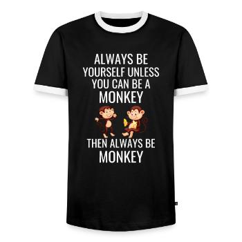 Affenliebhaber Zoo Tier Lustiges Geschenk Affe - Männer Kontrast-T-Shirt - Schwarz/Weiß - Vorne - AI Model Female 172 light (172cm) & AI Model Male 178 light (178cm)