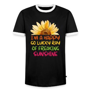 Botany Flowers Bloom Funny Gift Sunflower - Men's Ringer Shirt - black/white - Front - AI Model Female 172 light (172cm) & AI Model Male 178 light (178cm)