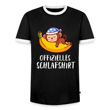 Affenliebhaber Pyjama Zoo Tier Geschenk Affe - Männer Kontrast-T-Shirt - Schwarz/Weiß - Vorne - AI Model Female 172 light (172cm) & AI Model Male 178 light (178cm)
