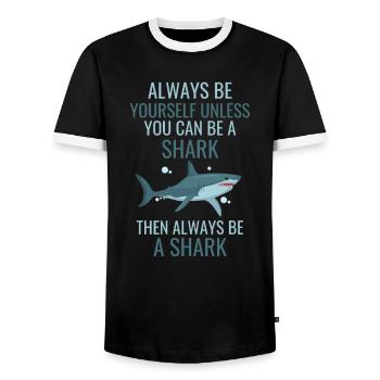 Ocean Animal Funny Cadeau Requin animal de mer - T-shirt contrasté Homme - noir/blanc - Devant - AI Model Female 172 light (172cm) & AI Model Male 178 light (178cm)