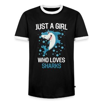 Ocean Animal Predator Girl Gift Shark - T-shirt contrasté Homme - noir/blanc - Devant - AI Model Female 172 light (172cm) & AI Model Male 178 light (178cm)
