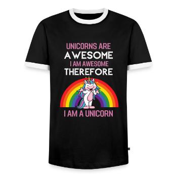 Magisches Tier Lustiges Geschenk Fantasy Einhorn - Männer Kontrast-T-Shirt - Schwarz/Weiß - Vorne - AI Model Female 172 light (172cm) & AI Model Male 178 light (178cm)