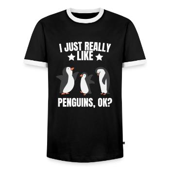 Zoo de l’Antarctique Animal Drôle de cadeau Pingouin - T-shirt contrasté Homme - noir/blanc - Devant - AI Model Female 172 light (172cm) & AI Model Male 178 light (178cm)
