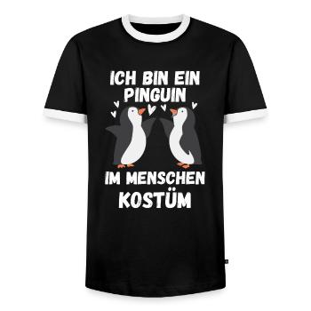 Antarktis Tier Kostüm Party Geschenk Pinguin - Männer Kontrast-T-Shirt - Schwarz/Weiß - Vorne - AI Model Female 172 light (172cm) & AI Model Male 178 light (178cm)
