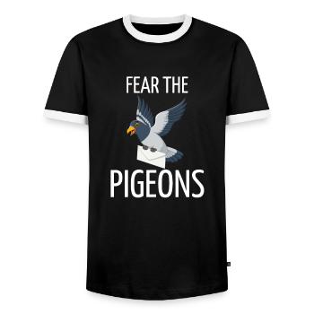 pigeonnier pigeon reproducteur pigeon cadeau pigeon - T-shirt contrasté Homme - noir/blanc - Devant - AI Model Female 172 light (172cm) & AI Model Male 178 light (178cm)