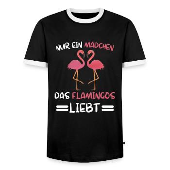 Flamingo Mädchen - Männer Kontrast-T-Shirt - Schwarz/Weiß - Vorne - AI Model Female 172 light (172cm) & AI Model Male 178 light (178cm)