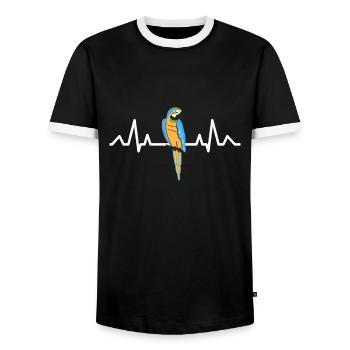 ECG Tropical Bird Heartbeat Macaw Gift Parrot - T-shirt contrasté Homme - noir/blanc - Devant - AI Model Female 172 light (172cm) & AI Model Male 178 light (178cm)