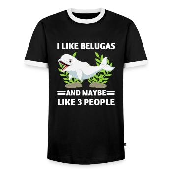 Beluga Wal Ozean Tier Lustiges Geschenk Beluga - Männer Kontrast-T-Shirt - Schwarz/Weiß - Vorne - AI Model Female 172 light (172cm) & AI Model Male 178 light (178cm)