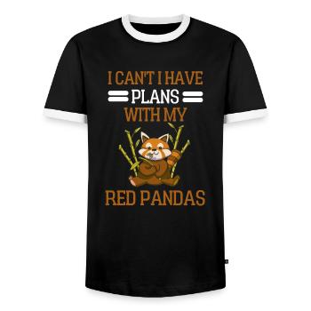 Cadeau animal chinois drôle de panda roux - T-shirt contrasté Homme - noir/blanc - Devant - AI Model Female 172 light (172cm) & AI Model Male 178 light (178cm)