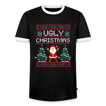 Père Noël Cadeau de Noël moche Noël - T-shirt contrasté Homme - noir/blanc - Devant - AI Model Female 172 light (172cm) & AI Model Male 178 light (178cm)