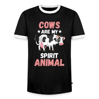 Bauer Bauernhof Tier Lustige Geschenkidee Kuh - Männer Kontrast-T-Shirt - Schwarz/Weiß - Vorne - AI Model Female 172 light (172cm) & AI Model Male 178 light (178cm)