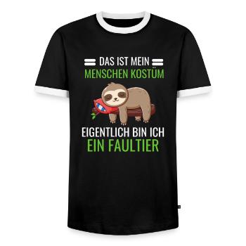 Tropisches Tier Kostüm Party Geschenk Faultier - Männer Kontrast-T-Shirt - Schwarz/Weiß - Vorne - AI Model Female 172 light (172cm) & AI Model Male 178 light (178cm)