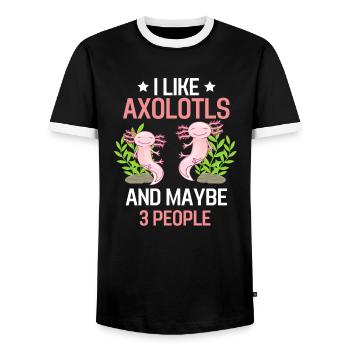 Amphibien Salamander Lustiges Geschenk Axolotl - Männer Kontrast-T-Shirt - Schwarz/Weiß - Vorne - AI Model Female 172 light (172cm) & AI Model Male 178 light (178cm)