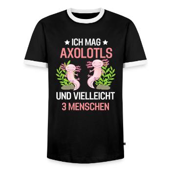 Mexikanische Amphibien Lustiges Geschenk Axolotl - Männer Kontrast-T-Shirt - Schwarz/Weiß - Vorne - AI Model Female 172 light (172cm) & AI Model Male 178 light (178cm)