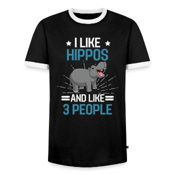 Afrique Hippopotame animal cadeau hippopotame drôle - T-shirt contrasté Homme - noir/blanc - Devant - AI Model Female 172 light (172cm) & AI Model Male 178 light (178cm)