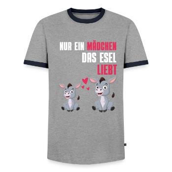 Bauernhof Tier Esel Mädchen Geschenk Esel - Männer Kontrast-T-Shirt - Grau/Navy  - Vorne - AI Model Female 172 light (172cm) & AI Model Male 178 light (178cm)