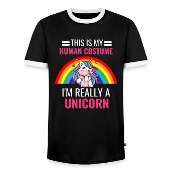 Einhorn Kostüm Party Fantasy Tier Geschenk Einhorn - Männer Kontrast-T-Shirt - Schwarz/Weiß - Vorne - AI Model Female 172 light (172cm) & AI Model Male 178 light (178cm)