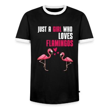 Tropischer Vogel Tier Mädchen Geschenk Flamingo - Männer Kontrast-T-Shirt - Schwarz/Weiß - Vorne - AI Model Female 172 light (172cm) & AI Model Male 178 light (178cm)
