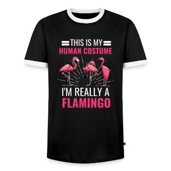 Flamingo Kostüm Tropisches Tier Geschenk Flamingo - Männer Kontrast-T-Shirt - Schwarz/Weiß - Vorne - AI Model Female 172 light (172cm) & AI Model Male 178 light (178cm)