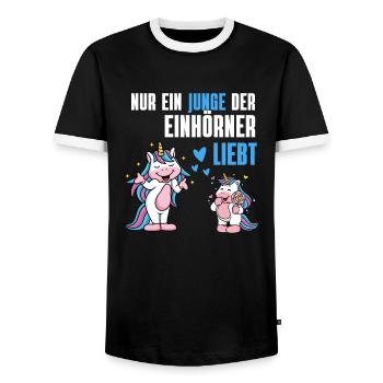 Fantasy Tierliebhaber Jungen Geschenk Einhorn - Männer Kontrast-T-Shirt - Schwarz/Weiß - Vorne - AI Model Female 172 light (172cm) & AI Model Male 178 light (178cm)