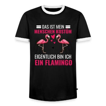 Flamingo Kostüm Party Vogel Geschenk Rosa Flamingo - Männer Kontrast-T-Shirt - Schwarz/Weiß - Vorne - AI Model Female 172 light (172cm) & AI Model Male 178 light (178cm)